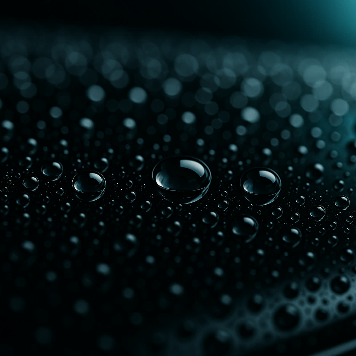 Water beading tightly on a freshly ceramic coated panel